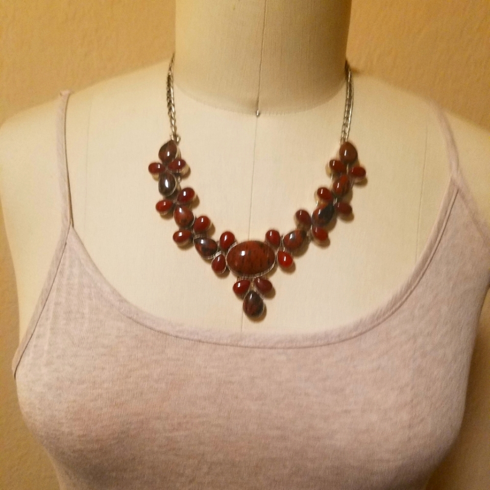 Red Jasper Sterling Silver Necklace